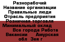 Разнорабочий › Название организации ­ Правильные люди › Отрасль предприятия ­ Розничная торговля › Минимальный оклад ­ 30 000 - Все города Работа » Вакансии   . Амурская обл.,Зея г.